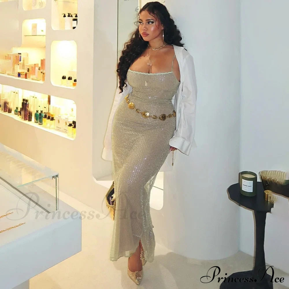 Sequin Mesh Stylish Long Dress image 7