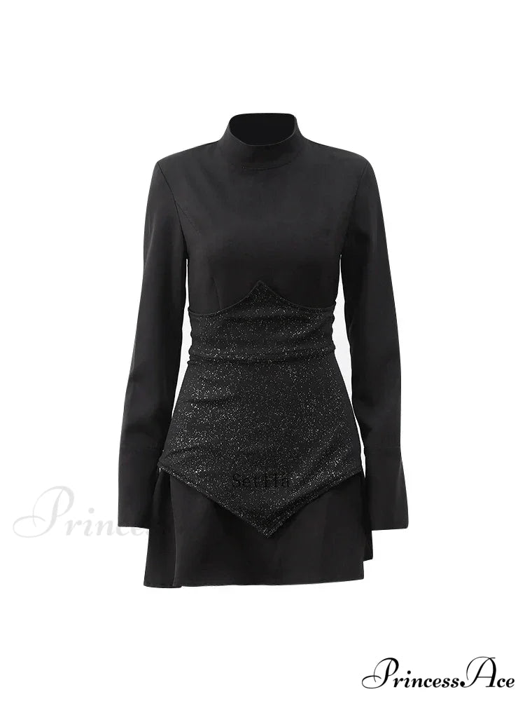 Sequin O Neck Long Sleeve Mini Dress image 4