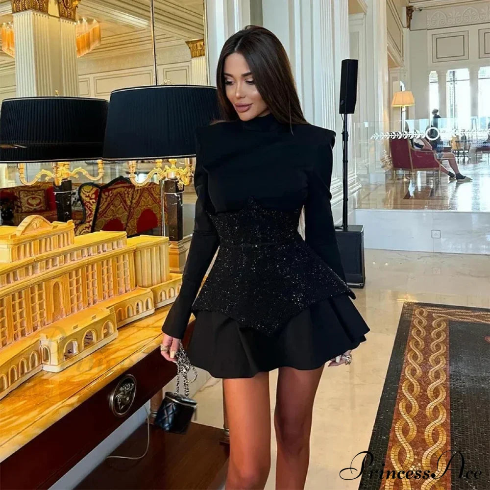 Sequin O Neck Long Sleeve Mini Dress image 6