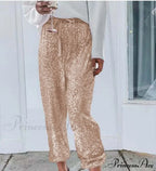 Sequin Shiny Wide Beam Leg Pants image 4