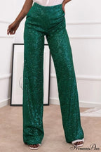 Sequin Slim-Fit Straight Casual Pants image 14