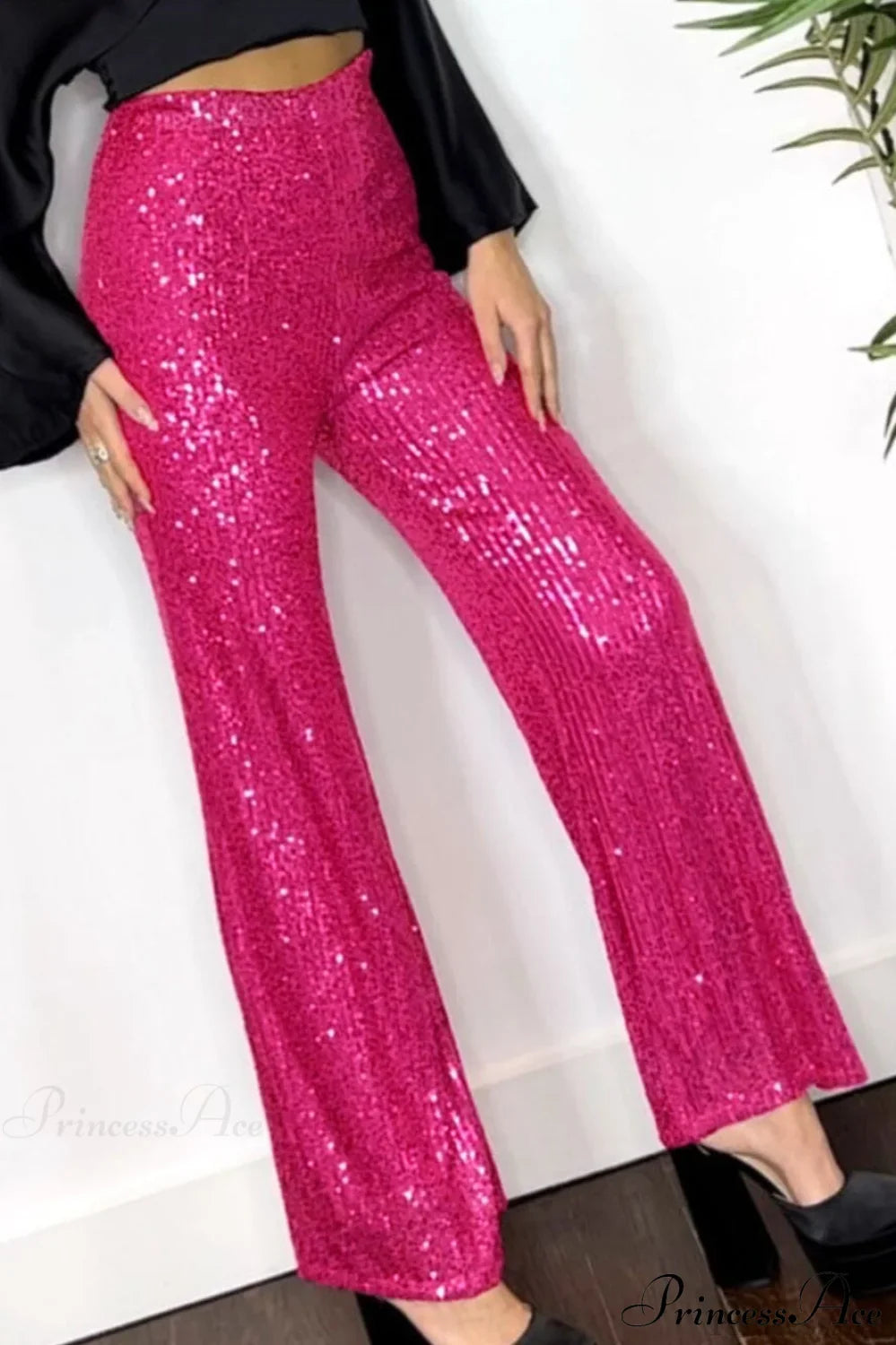 Sequin Slim-Fit Straight Casual Pants image 12