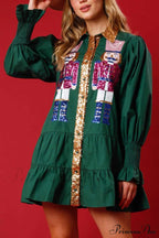 Sequin Tiered Mini Dress with Lapel Button Up image 11