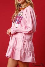 Sequin Tiered Mini Dress with Lapel Button Up image 7