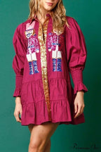 Sequin Tiered Mini Dress with Lapel Button Up image 13