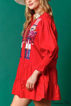Sequin Tiered Mini Dress with Lapel Button Up image 2
