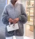 Sequin V-neck Sweater Cardigan image 8
