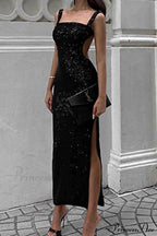 Sequined Backless Dress with Irregular Straps image 6