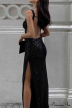 Sequined Backless Dress with Irregular Straps image 7