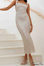 Sequined Backless Dress with Irregular Straps image 8