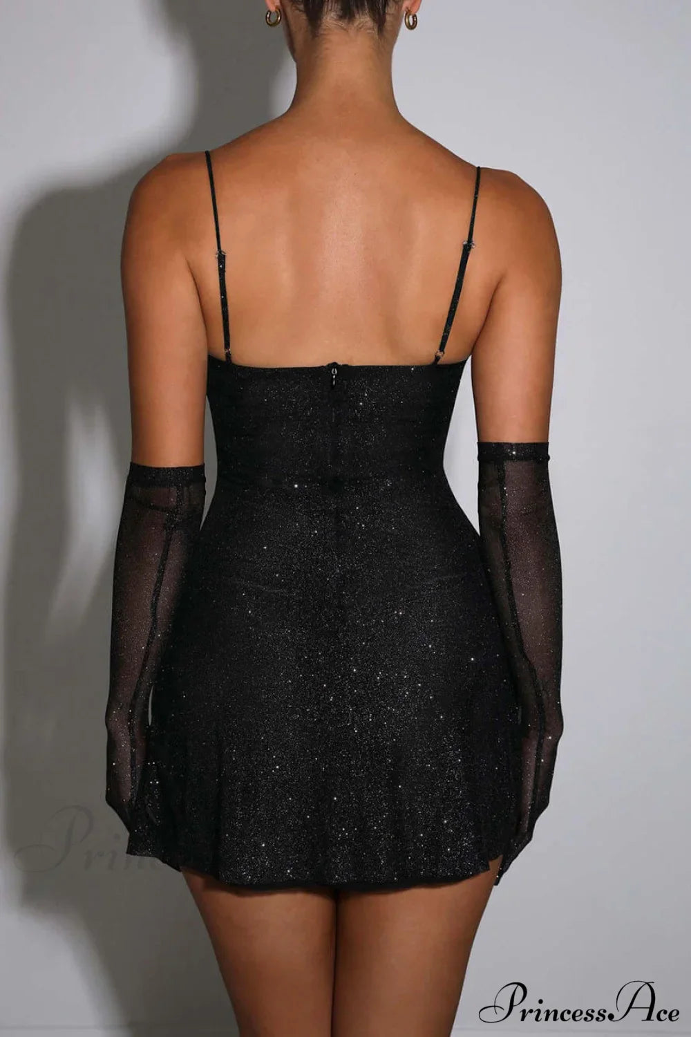Sequined Black Stylish Slit Mini Dress image 3