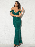 Sequined Deep V Maxi Party Dress image 5
