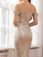 Sequined Deep V Maxi Party Dress image 4