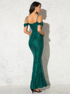 Sequined Deep V Maxi Party Dress image 6