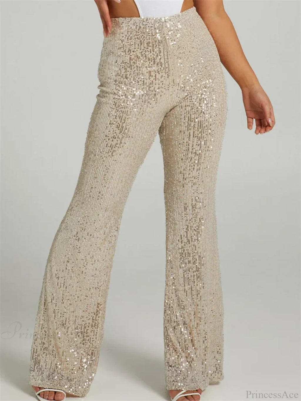 Sequined High Waist Slim Fit Flare Club Pant image 3