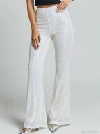 Sequined High Waist Slim Fit Flare Club Pant image 1