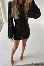 Sequins Flare Sleeve Dress image 3