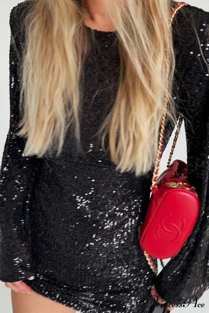 Sequins Flare Sleeve Dress image 2