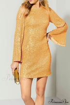 Sequins Flare Sleeve Dress image 11