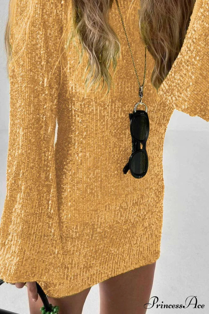 Sequins Flare Sleeve Dress image 9