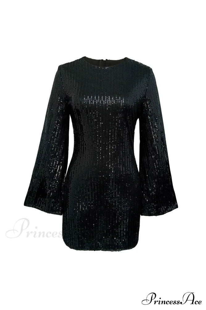 Sequins Flare Sleeve Dress image 4