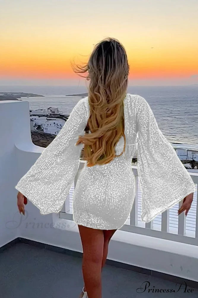Sequins Flare Sleeve Dress image 8