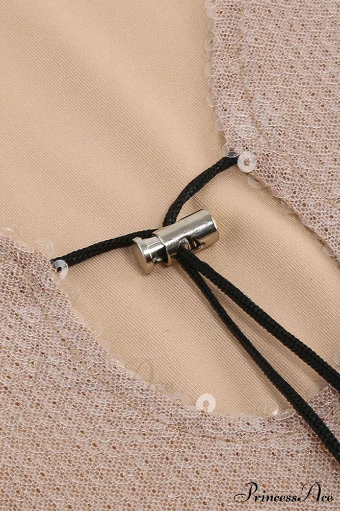 Sequins V Neck Flares Sleeve Pack Hip Dress image 8