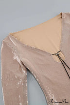 Sequins V Neck Flares Sleeve Pack Hip Dress image 7