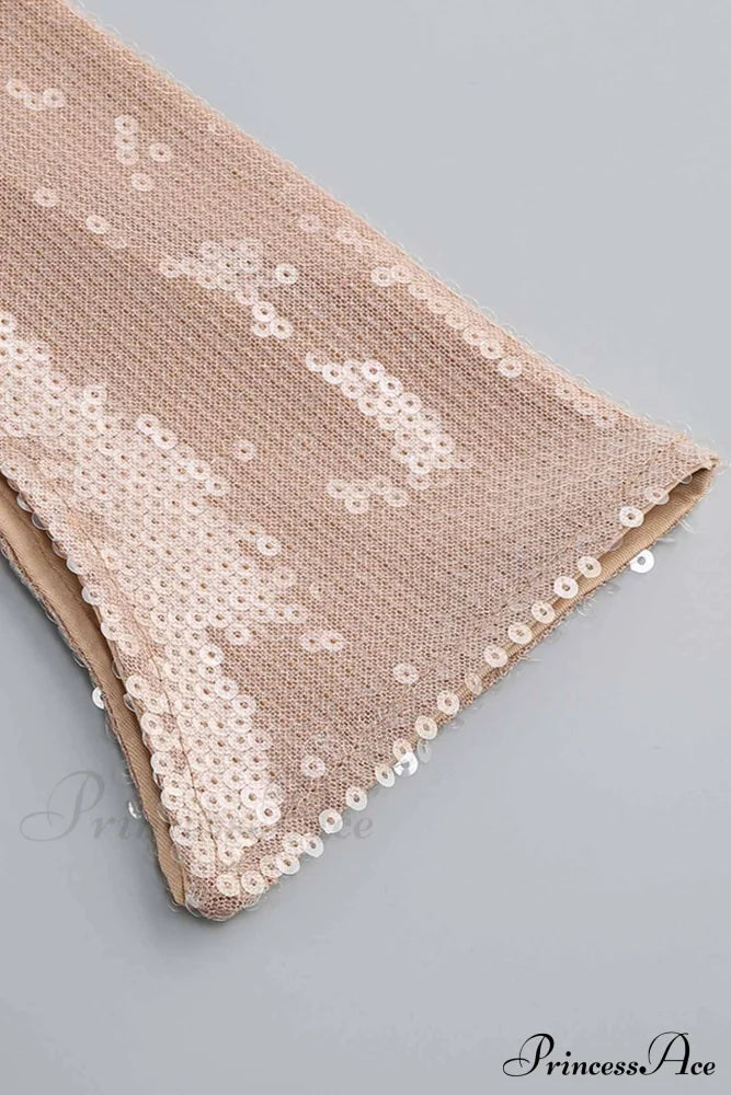 Sequins V Neck Flares Sleeve Pack Hip Dress image 9
