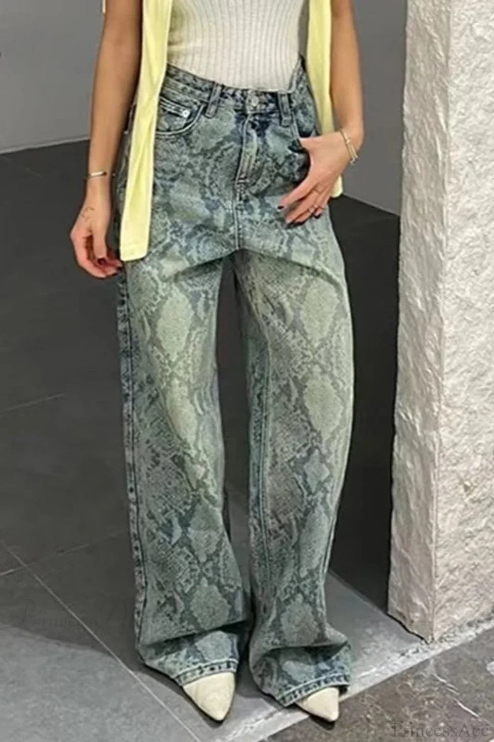 Serpentine Print Low Waist Straight Leg Jeans image 2