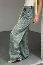 Serpentine Print Low Waist Straight Leg Jeans image 3