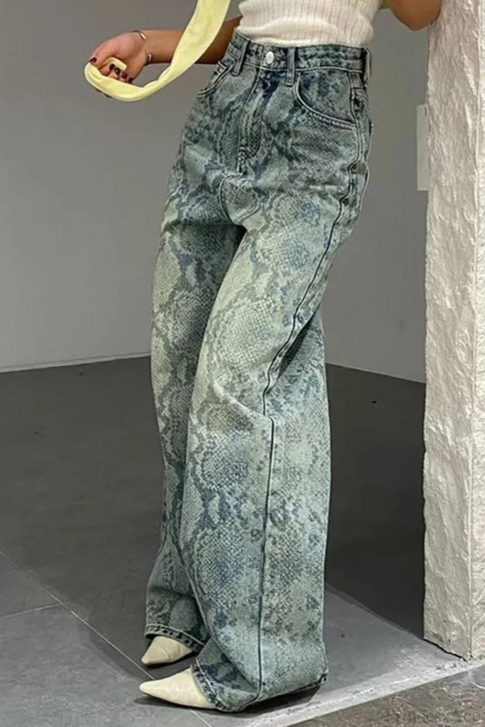 Serpentine Print Low Waist Straight Leg Jeans image 1