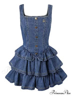 Set Y2k Vintage Sleeveless Korean Camisole Women Jean Autumn Piece Mini 3 Gown Slim Denim Fashion Clothing Gown 2024 image 2