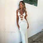 Sexy Backless Bandage White Maxi Dress image 7