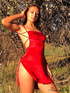 Sexy Backless Elegant High Split Mini Bandage Dress image 1
