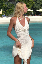 Sexy Backless Halter Lace Paneled Fitted Mini Dress image 2