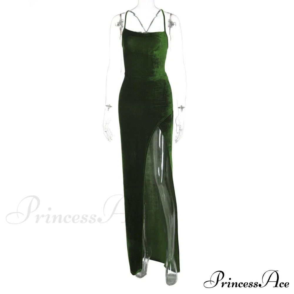 Sexy Backless Sleeveless Party Velvet Maxi Dresses image 5