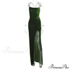 Sexy Backless Sleeveless Party Velvet Maxi Dresses image 5