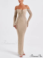 Sexy Backless Suspender Slim Graceful Hollow Long Sleeve Dress image 1