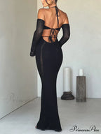 Sexy Backless Suspender Slim Graceful Hollow Long Sleeve Dress image 4