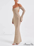 Sexy Backless Suspender Slim Graceful Hollow Long Sleeve Dress image 5