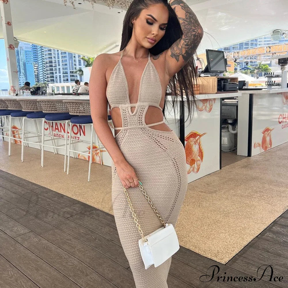 Sexy Backless Wrap Charming Chest Midi Dress image 3