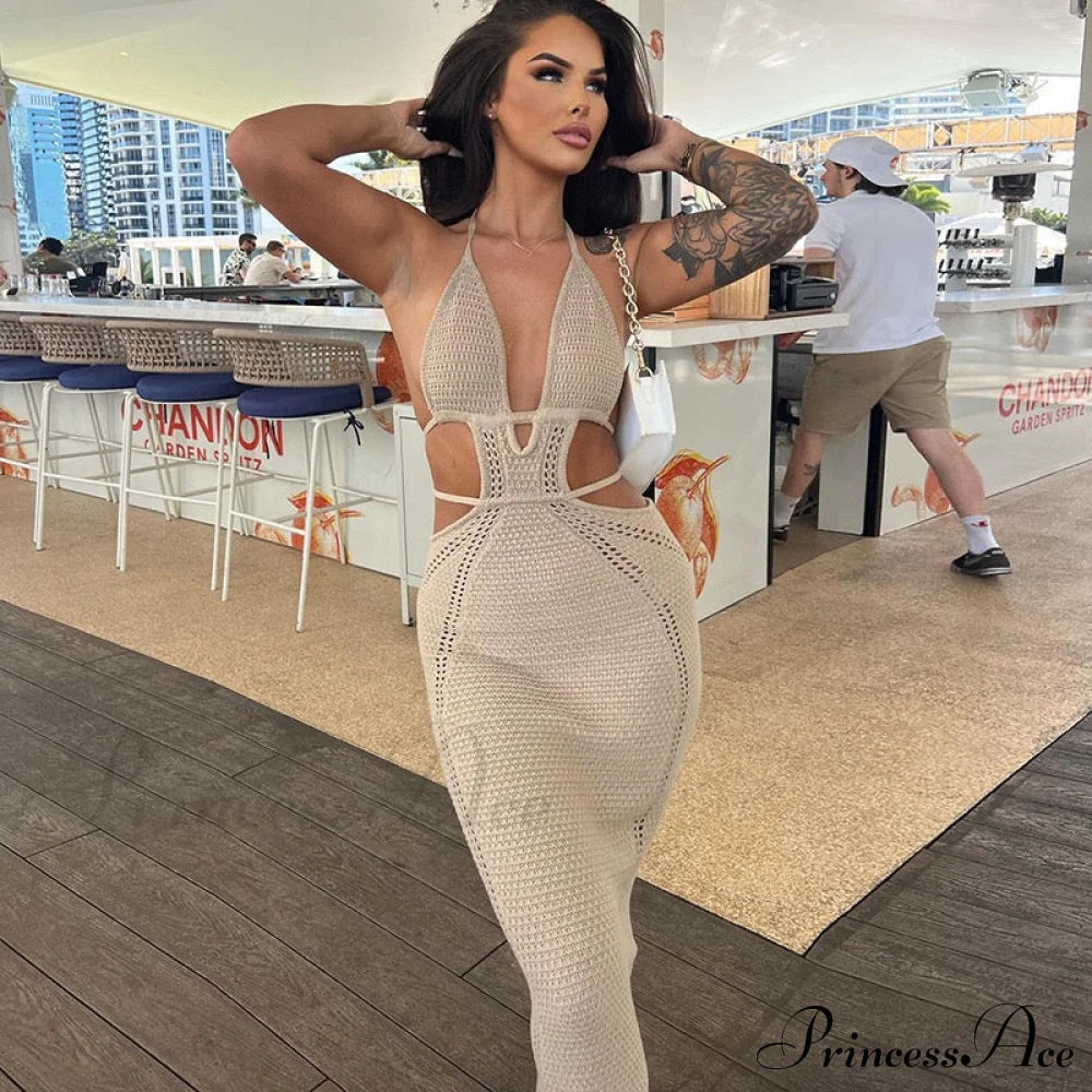 Sexy Backless Wrap Charming Chest Midi Dress image 4