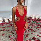 Sexy Backless Wrap Charming Chest Midi Dress image 7