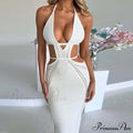 Sexy Backless Wrap Charming Chest Midi Dress image 1