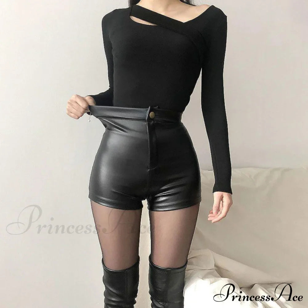 Sexy Black PU Fashion Casual Shorts image 3