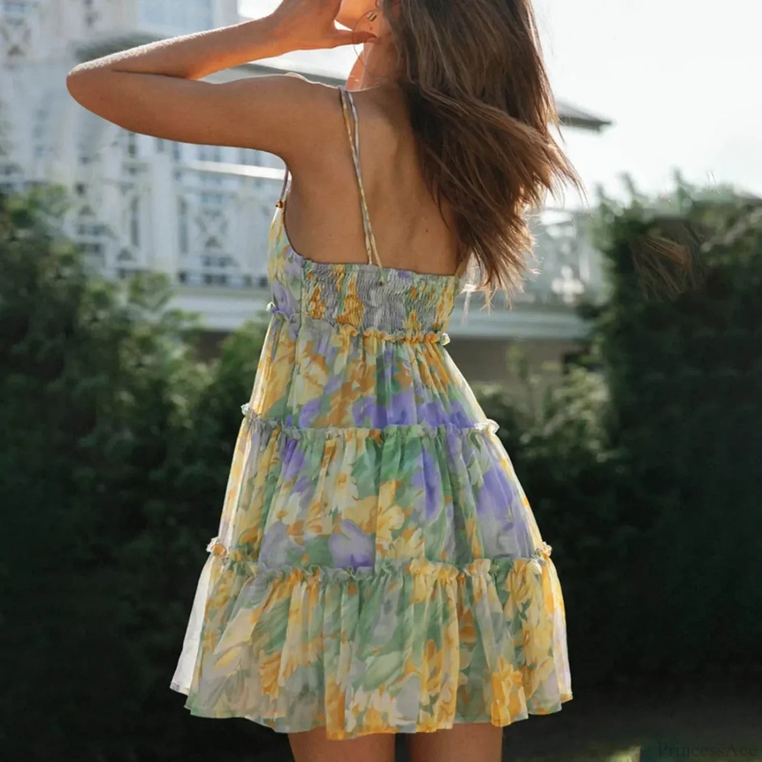 Sexy Chiffon Ruffle Floral Suspender Sundress image 3