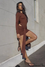 Sexy Crew Neck Lace-Up Bodycon Mini Dress image 4