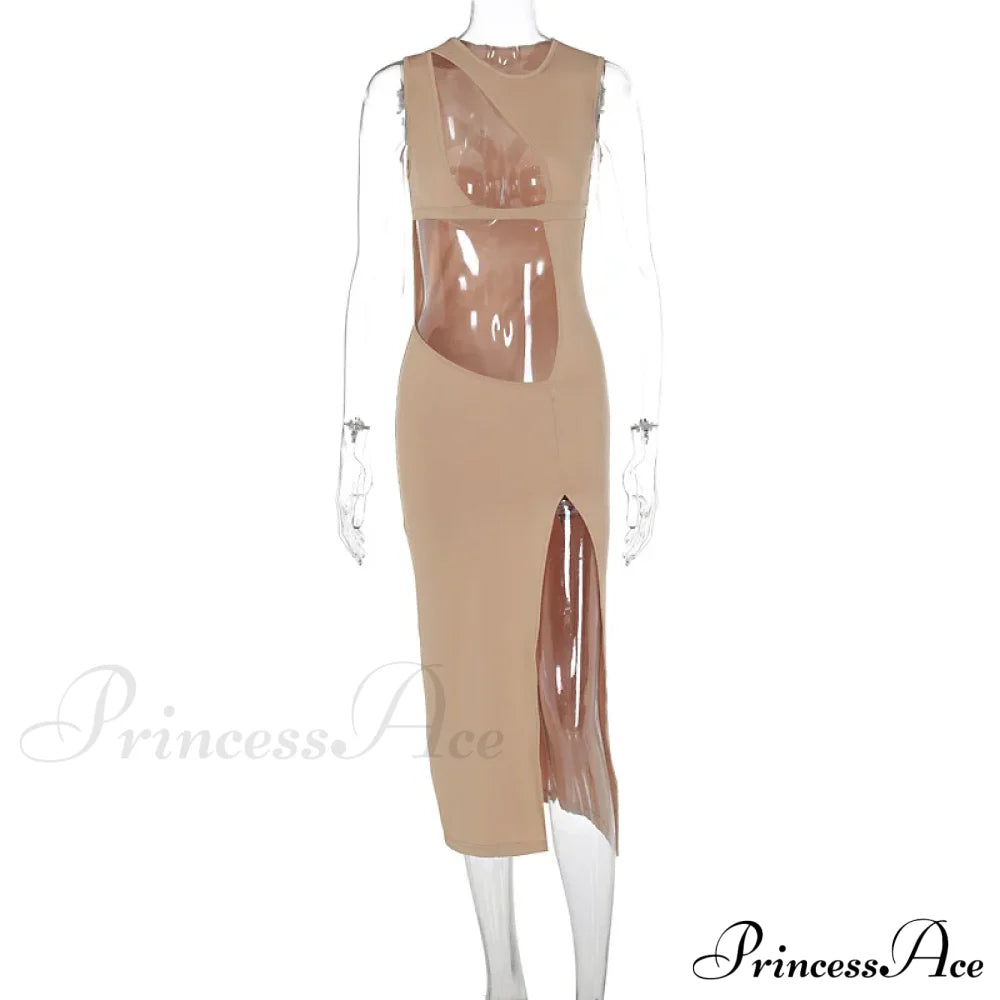 Sexy Cut Out Split Sleeveless Maxi Dress image 5