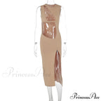 Sexy Cut Out Split Sleeveless Maxi Dress image 5